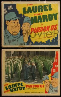 6j0702 PARDON US 8 LCs R1944 convicts Stan Laurel & Oliver Hardy classic, complete set!