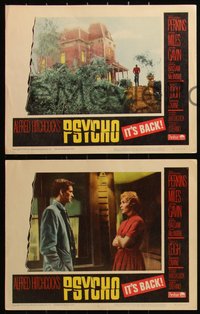 6j0704 PSYCHO 8 LCs R1965 half-dressed Janet Leigh, Anthony Perkins, Alfred Hitchcock classic!
