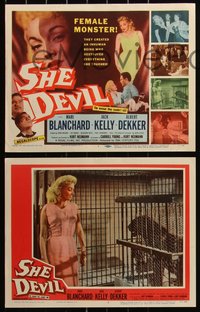 6j0709 SHE DEVIL 8 LCs 1957 sexy inhuman female monster who destroyed everything she touched!