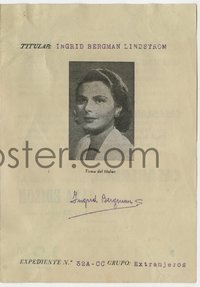 6j1236 CASABLANCA Spanish herald 1946 designed to look like Ingrid Bergman's passport!