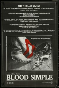 6k0590 BLOOD SIMPLE 24x37 1sh 1984 directed by Joel & Ethan Coen, cool film noir gun artwork!