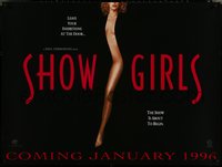 6k0054 SHOWGIRLS DS teaser British quad 1996 Verhoeven, sexy nearly-naked stripper Elizabeth Berkley