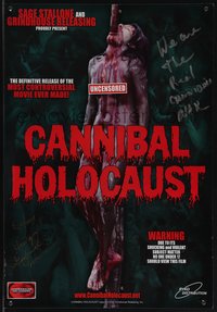 6k0126 CANNIBAL HOLOCAUST signed 2-sided 11x16 video poster R2005 by Carl Gabriel Yorke!