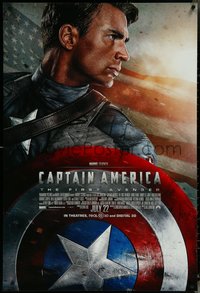 6k0603 CAPTAIN AMERICA: THE FIRST AVENGER advance 1sh 2011 Chris Evans, Jones, cool cast image!