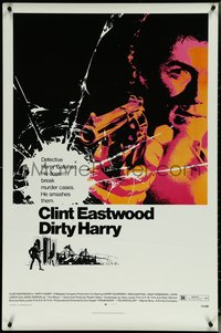 6k0437 DIRTY HARRY 27x41 commercial poster 1990s great c/u of Clint Eastwood pointing gun, classic!