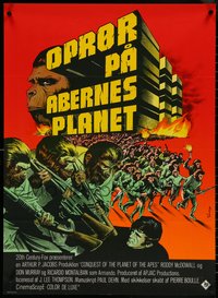 6k0312 CONQUEST OF THE PLANET OF THE APES Danish 1972 Roddy McDowall, K. Wenzel art, ultra rare!