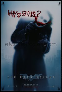 6k0623 DARK KNIGHT teaser DS 1sh 2008 great image of Heath Ledger as the Joker, why so serious?