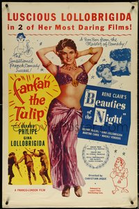 6k0664 FANFAN THE TULIP/BEAUTIES OF THE NIGHT 1sh 1950s sexy luscious Gina Lollobrigida!