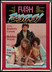 6k0677 FLESH & ECSTASY video/theatrical 28x39 1sh 1985 abduction that ended seduction, ultra rare!