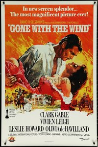 6k0704 GONE WITH THE WIND 1sh R1989 art of Gable carrying Leigh over Atlanta by Terpning!