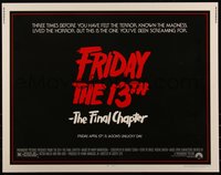 6k0188 FRIDAY THE 13th - THE FINAL CHAPTER 1/2sh 1984 Part IV, slasher sequel, Jason's unlucky day!