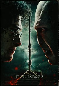 6k0718 HARRY POTTER & THE DEATHLY HALLOWS PART 2 teaser DS 1sh 2011 Radcliffe & Fiennes face-off!