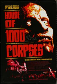 6k0729 HOUSE OF 1000 CORPSES signed DS 1sh 2003 by director Rob Zombie, creepy image!