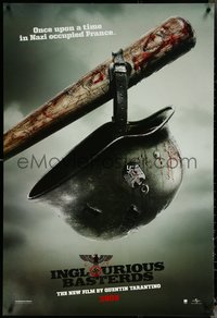 6k0743 INGLOURIOUS BASTERDS teaser DS 1sh 2009 Quentin Tarantino, Nazi helmet on baseball bat!