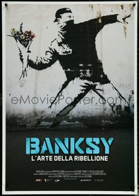 6k0357 BANKSY & THE RISE OF OUTLAW ART Italian 1sh 2020 art of rioter 'throwing' flowers!