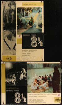 6k0158 8 1/2 4 Italian 19x27 pbustas 1963 Fellini classic, Marcello Mastroianni, different!