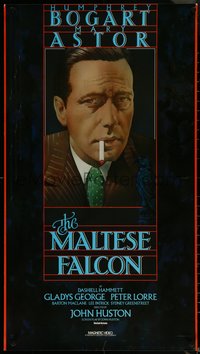 6k0425 MALTESE FALCON 20x36 video poster R1981 Humphrey Bogart, John Huston, Dudek & Laslo art!