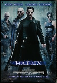 6k0801 MATRIX advance DS 1sh 1999 Keanu Reeves, Carrie-Anne Moss, Laurence Fishburne, Wachowskis!