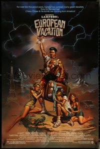 6k0821 NATIONAL LAMPOON'S EUROPEAN VACATION 1sh 1985 Chevy Chase, wacky fantasy art by Vallejo!