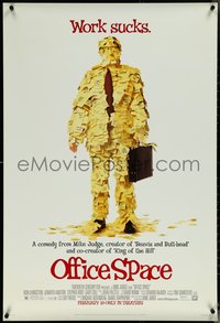 6k0833 OFFICE SPACE advance 1sh 1999 Mike Judge, Stephen Root covered in post-its!