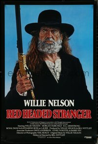 6k0871 RED-HEADED STRANGER 1sh 1986 great close up art of Willie Nelson with rifle by Tanenbaum!
