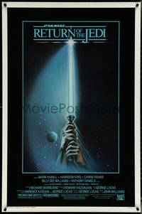 6k0874 RETURN OF THE JEDI 1sh 1983 Star Wars Episode VI, art of hands holding lightsaber by Reamer!