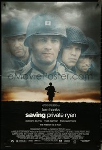 6k0892 SAVING PRIVATE RYAN DS 1sh 1998 Spielberg, cast image of Tom Hanks, Tom Sizemore, Damon & Burns!