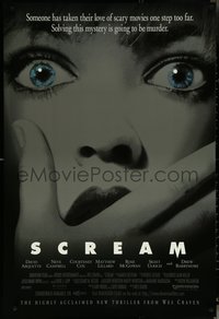 6k0896 SCREAM DS 1sh 1996 directed by Wes Craven, great super close up of scared woman!