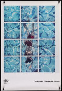 6k0498 1984 SUMMER OLYMPICS 24x36 special poster 1984 swimming art by David Hockney, ultra rare!