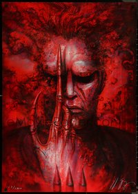 6k0377 H.R. GIGER signed #269/1000 26x37 art print 1980s creature used for Future Kill, red!