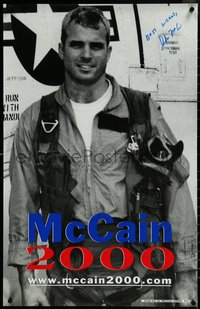6k0272 JOHN MCCAIN signed 22x35 political campaign 2000 great image of him in pilot uniform!