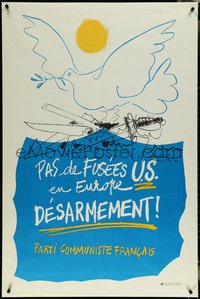 6k0512 PAS DE FUSEES U.S. EN EUROPE DESARMEMENT 32x47 French protest poster 1960s ultra rare!