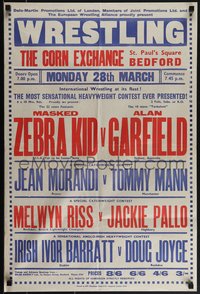 6k0176 ZEBRA KID V ALAN GARFIELD 20x30 English special poster 1960s wrestling, ultra rare!
