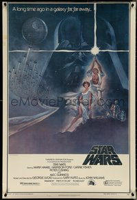 6k0428 STAR WARS style A heavy stock 27x40 video poster R1982 A New Hope, Lucas, art by Tom Jung!