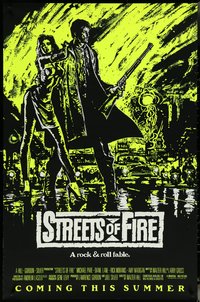 6k0932 STREETS OF FIRE advance 1sh 1984 Walter Hill, Riehm yellow dayglo art, a rock & roll fable!