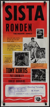 6k0125 SQUARE JUNGLE Swedish stolpe 1956 Pat Crowley, Borgnine, boxing Tony Curtis, ultra rare!