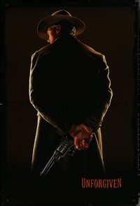 6k0974 UNFORGIVEN teaser 1sh 1992 gunslinger Clint Eastwood from behind, undated design!