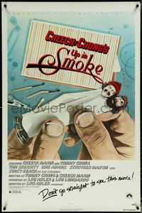 6k0975 UP IN SMOKE recalled 1sh 1978 Cheech & Chong marijuana drug classic, original tagline!