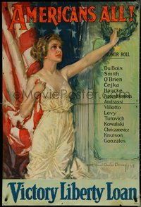 6k0294 AMERICANS ALL 27x40 WWI war poster 1919 wonderful Howard Chandler Christy patriotic art!