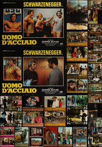 6m0683 LOT OF 92 FORMERLY FOLDED ITALIAN 19X27 PHOTOBUSTAS 1960s-1970s a variety of movie scenes!