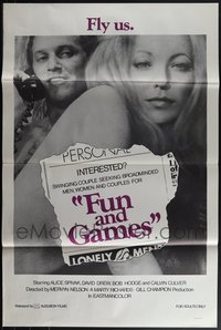 6m0444 LOT OF 8 FORMERLY TRI-FOLDED SINGLE-SIDED FUN & GAMES ONE-SHEETS 1973 swinging couples!