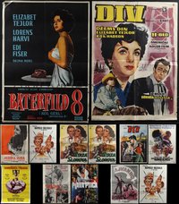 6m0649 LOT OF 13 FORMERLY FOLDED ELIZABETH TAYLOR YUGOSLAVIAN POSTERS 1960s-1980s great images!