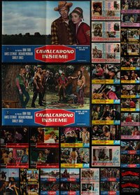 6m0704 LOT OF 67 FORMERLY FOLDED ITALIAN 19X27 PHOTOBUSTAS 1960s-1970s a variety of movie scenes!