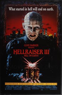 6m0539 LOT OF 4 UNFOLDED SINGLE-SIDED 27X41 HELLRAISER III: HELL ON EARTH SOUNDTRACK STYLE ONE-SHEETS 1992