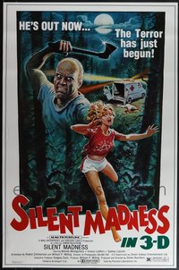 6m0560 LOT OF 3 UNFOLDED SINGLE-SIDED SILENT MADNESS ONE-SHEETS 1984 terror has just begun!