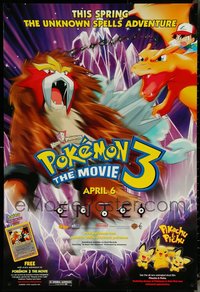 6m0486 LOT OF 6 UNFOLDED DOUBLE-SIDED POKEMON 3: THE MOVIE ADVANCE ONE-SHEETS 2001 anime cartoon!