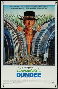 6m0498 LOT OF 5 UNFOLDED SINGLE-SIDED CROCODILE DUNDEE ONE-SHEETS 1986 Goozee art of Paul Hogan!