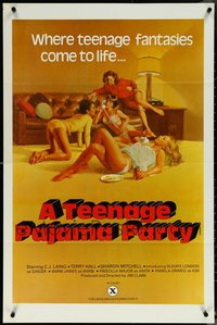 6m0441 LOT OF 8 FORMERLY TRI-FOLDED SINGLE-SIDED TEENAGE PAJAMA PARTY ONE-SHEETS 1977 fantasies!