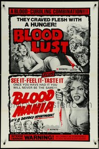 6m0585 LOT OF 3 FORMERLY TRI-FOLDED SINGLE-SIDED 27X41 BLOODLUST/BLOOD MANIA ONE-SHEETS 1970s cool!
