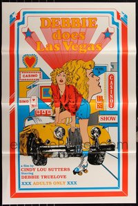 6m0575 LOT OF 3 FORMERLY TRI-FOLDED SINGLE-SIDED DEBBIE DOES LAS VEGAS ONE-SHEETS 1982 sexy art!